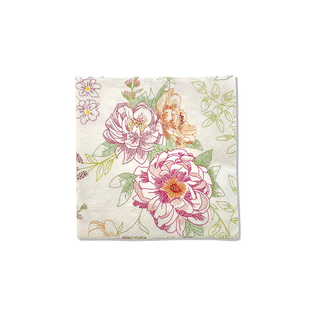 Elegant Embroidery Style Paper Cocktail Napkins