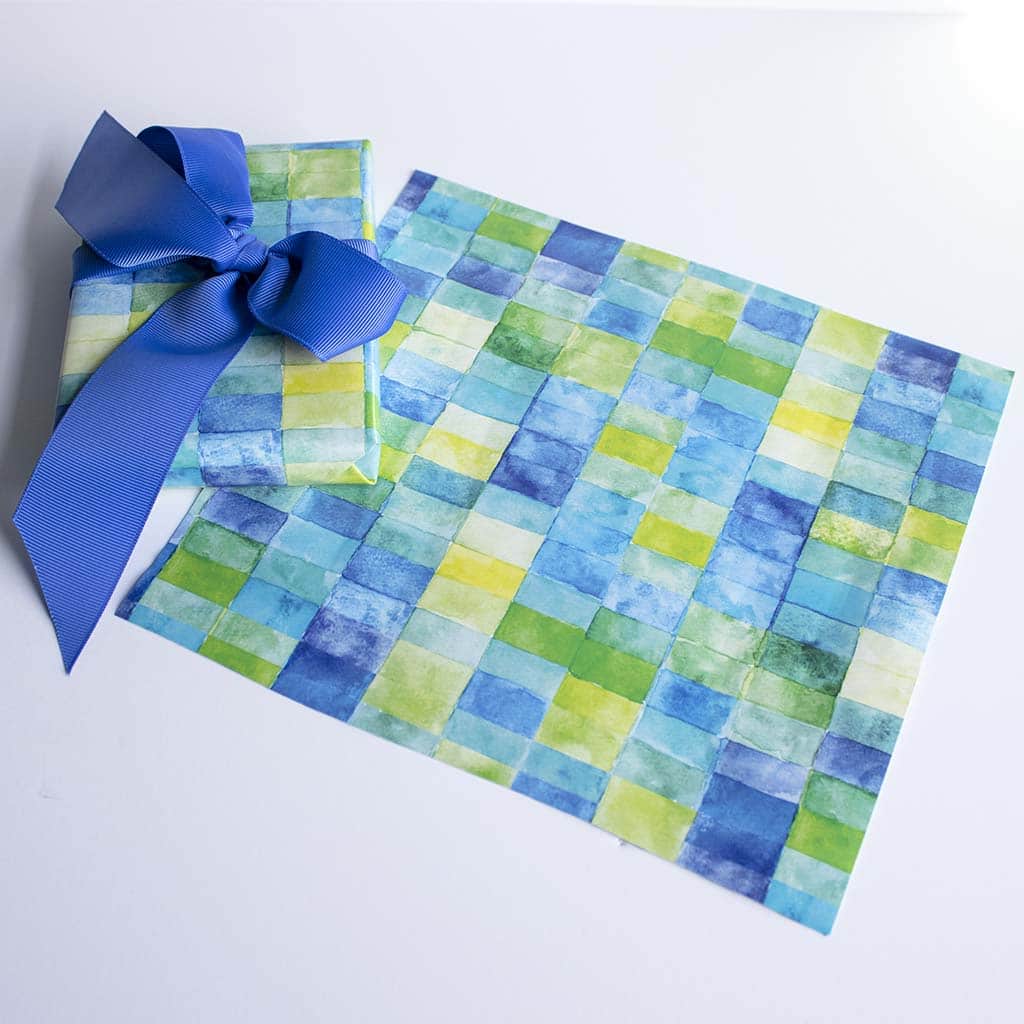 blue green and yellow watercolor gift wrapping paper