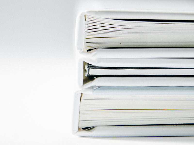 white books on a white background