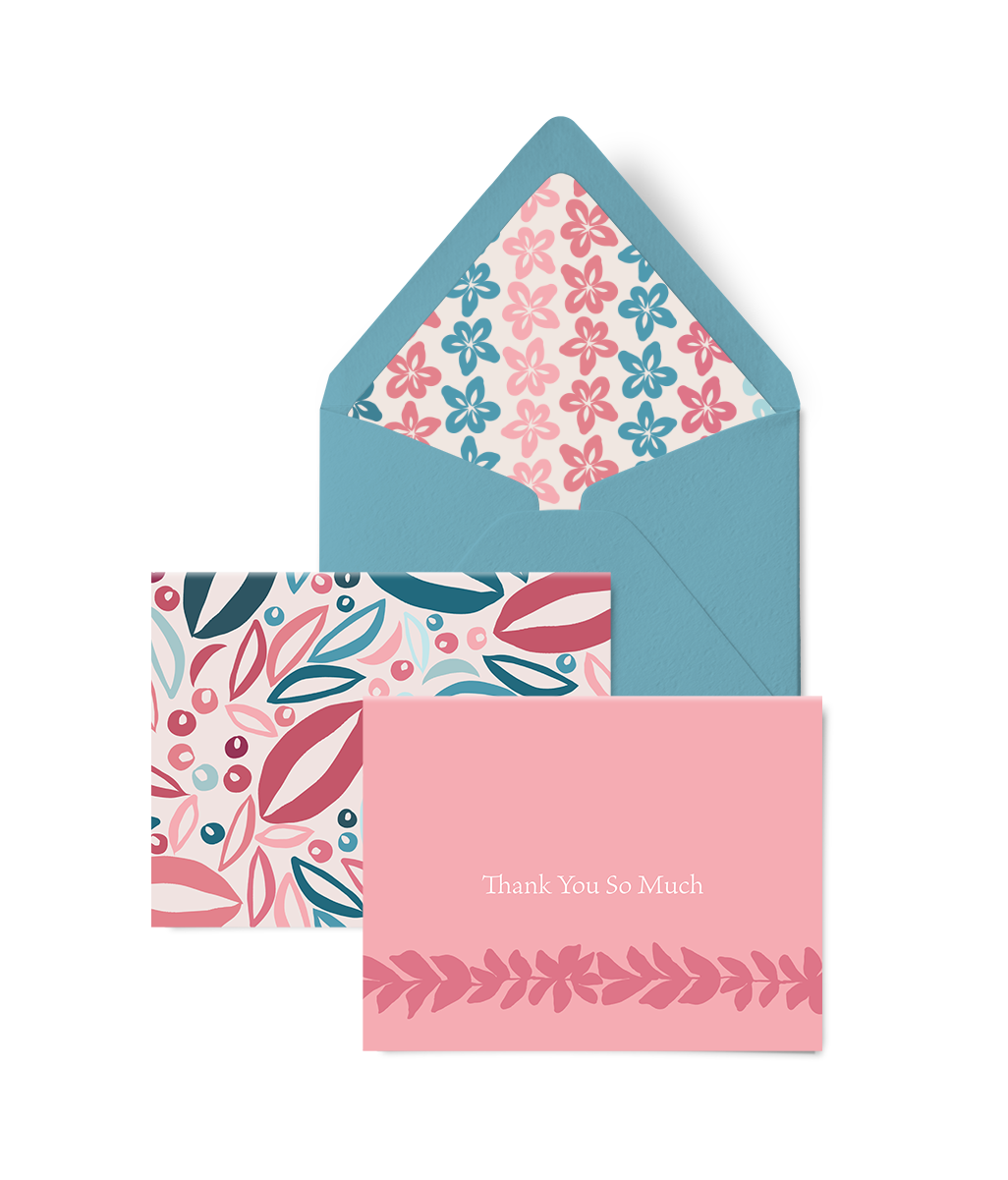 thank you note stationery with tropical design by jenny bova