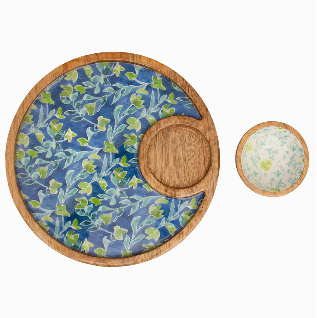 Azure & Ivy Round Platter with Bowl